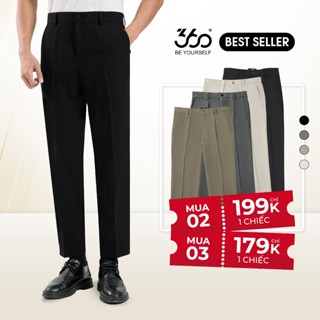 Quần âu nam slimcrop 360Boutique quần tây vải dáng ngắn cạp ép mex 3 lớp cao cấp - QACOL420
