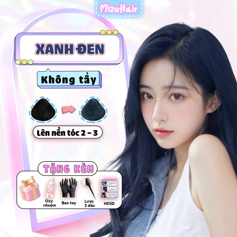 Nhuộm tóc màu XANH ĐEN không tẩy tóc, nhiều dưỡng