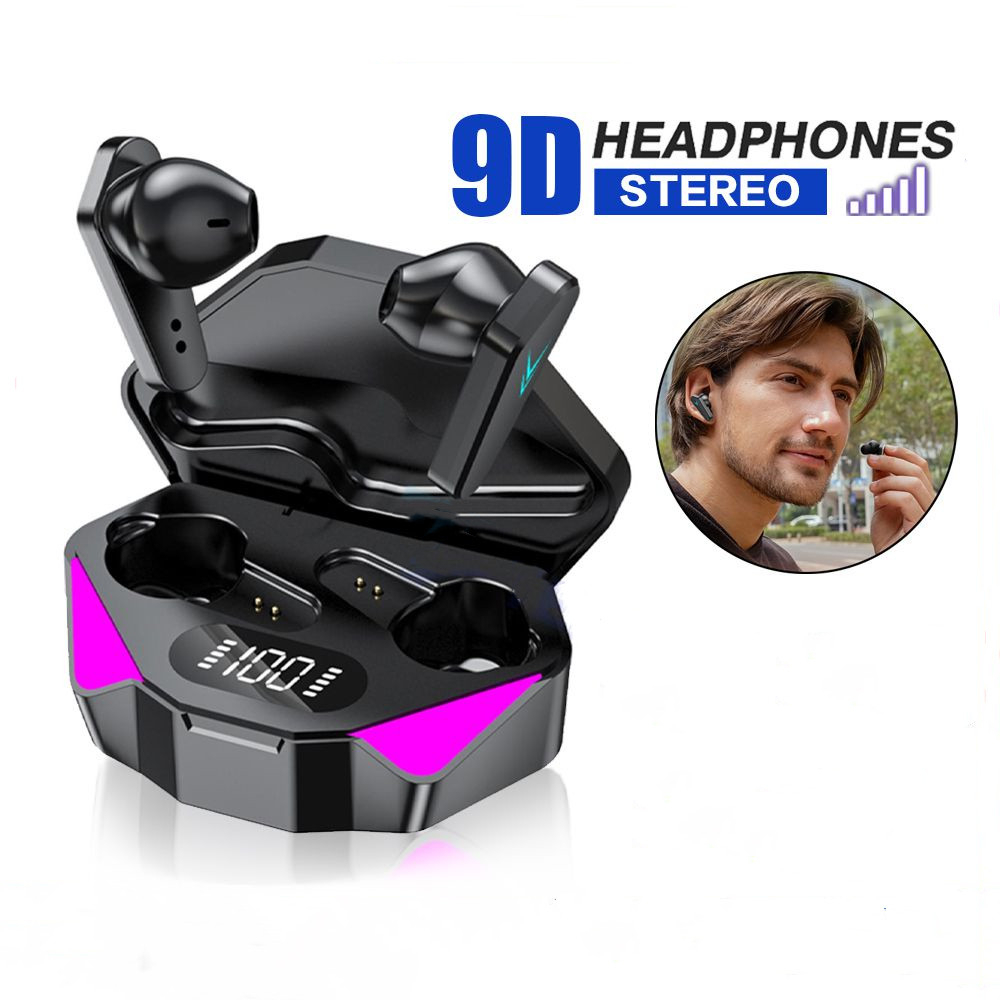 Tai nghe chơi game X15 TWS Tai nghe Bluetooth không dây Âm thanh Định vị âm thanh nổi 9D Bass HiFi