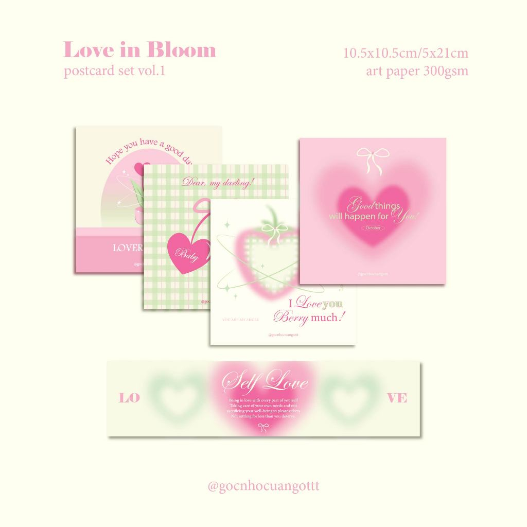 gocnhocuangottt | Set 5 tấm postcard 'Love in Bloom vol.1' - Love in Bloom postcard set vol.1