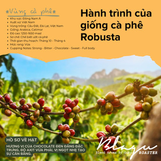 Cà Phê Blagu Hạt Đã Rang, Robusta Winey Honey, Medium Dark, Túi 250gr