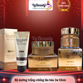 [3W Clinic]Mặt nạ vàng/Kem dưỡng trẻ hóa da 24k Collagen & Luxury Gold/Mặt nạ đắp mắt chống thâm quầng