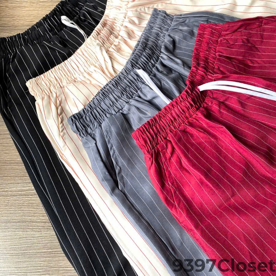 Quần suông kẻ sọc 9397Closet, ống suông hack dáng, dây điều chỉnh thoải mái,phong cách năng động | BigBuy360 - bigbuy360.vn