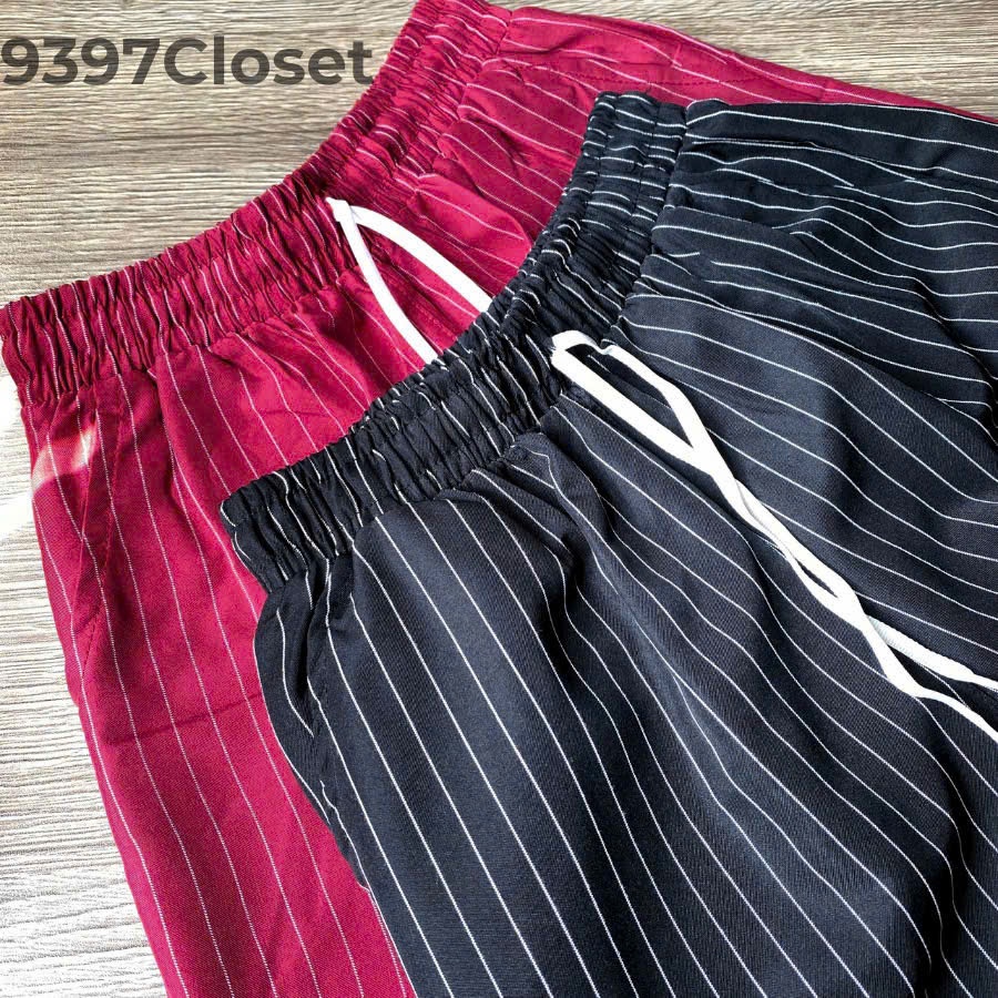 Quần suông kẻ sọc 9397Closet, ống suông hack dáng, dây điều chỉnh thoải mái,phong cách năng động | BigBuy360 - bigbuy360.vn