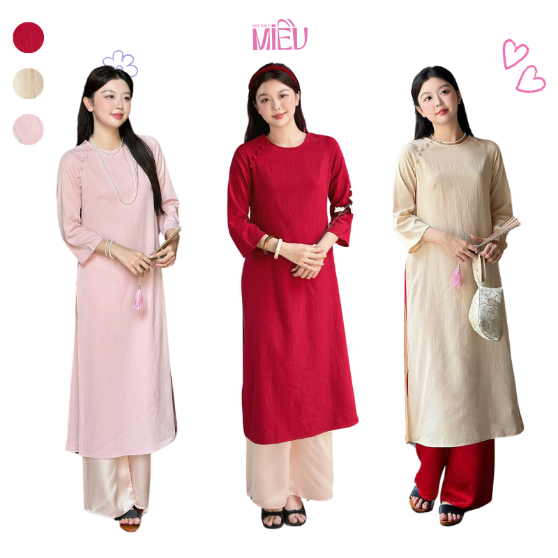 Áo dài cách tân nữ thích hợp đi chơi lễ tết kiểu truyền thống Châu Hoa Miều Est.2013