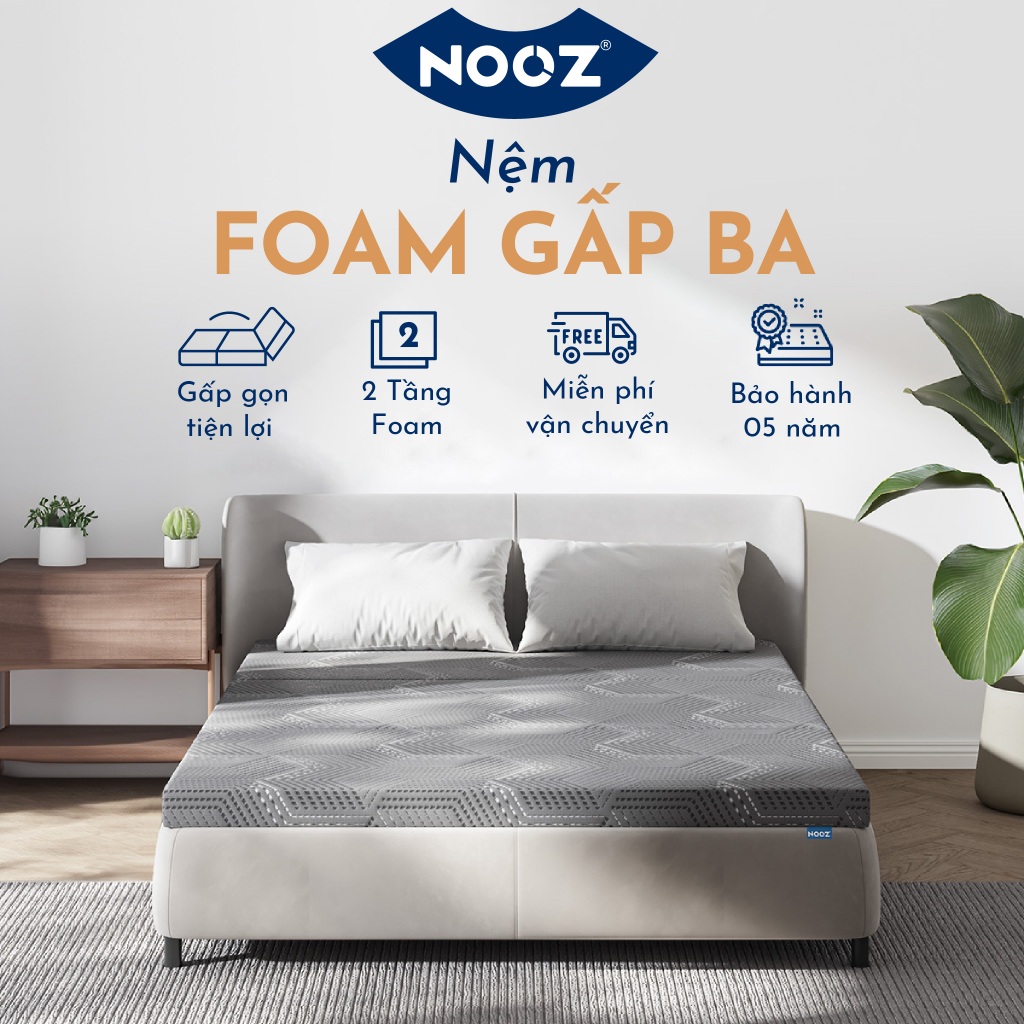 Nệm Gấp 3 NOOZ 8cm Foam Cao Su Non Gấp Gọn Tiện Lợi 2 Tầng Êm Ái Nâng Đỡ Cơ Thể NOOZ Home Goods | BigBuy360 - bigbuy360.vn