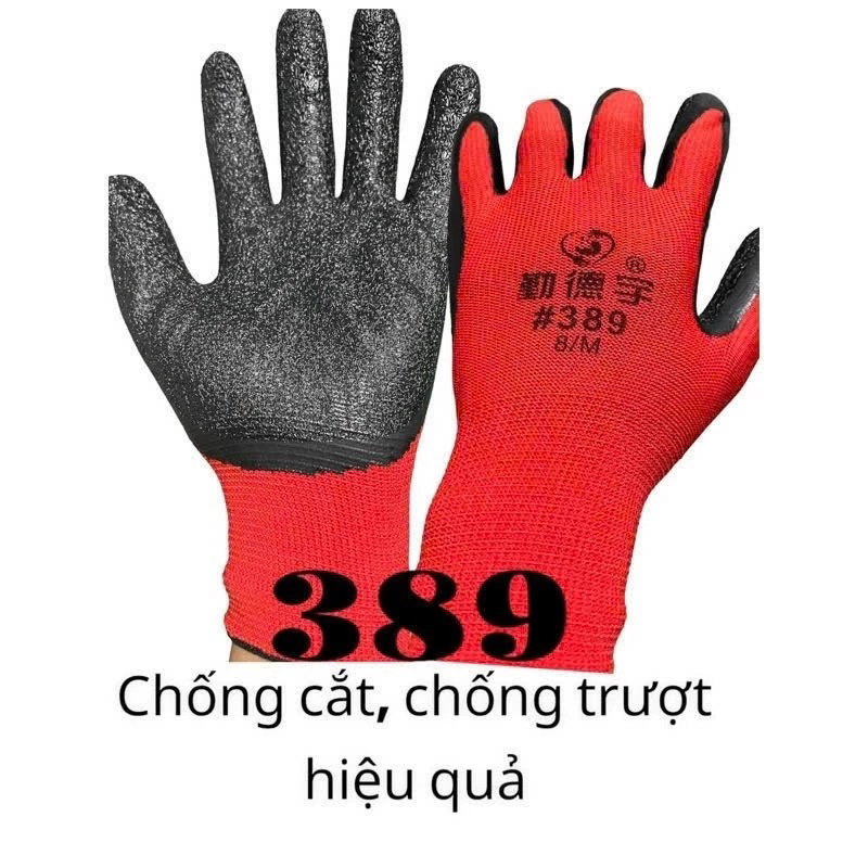 Bịch 12 đôi sơn đen, găng tay lao động, găng tay 388, găng tay 378, găng tay 379 găng tay chống tron trượt