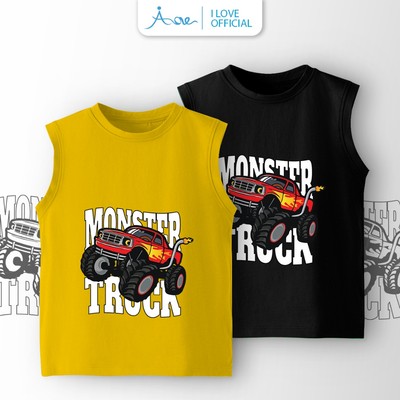 [MỚI] Áo BA LỖ cho bé trai AORE, Áo sát nách in hình ô tô MONSTER TRUCK , chất COTTON mềm mịn thoáng mát 10-35kg