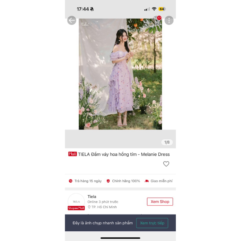 thanh lý TIELA đầm váy hoa hồng tím