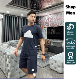 Bộ quần áo thể thao nam Adidas Shop Men MK899, Set mùa hè cộc tay cổ tròn túi khoá chất thun lạnh cao cấp