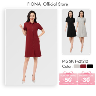 Đầm cotton nữ FIONA cổ đức dáng A váy polo suông ngắn tay trẻ trung phù hợp đi làm đi chơi F421210
