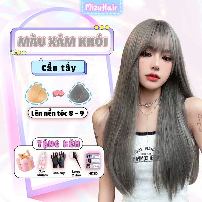 Thuốc nhuộm màu Xám Khói lên màu chuẩn (cần tẩy)