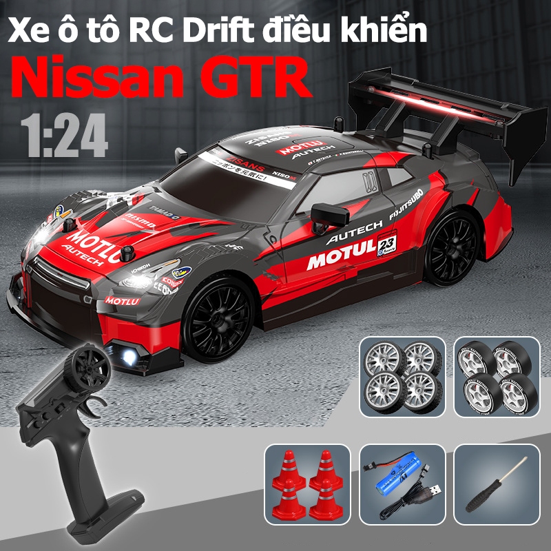 Xe ô tô điều khiển từ xa GTR Drift tốc độ cao tỉ lệ 1:24 giá rẻ, đồ chơi ô tô điều khiển từ xa cho trẻ em BOBIKIDS OT44