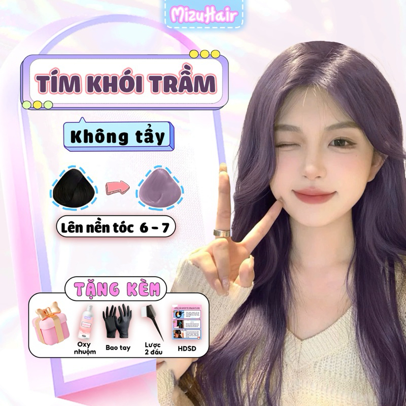 Nhuộm tóc màu Tím Khói Trầm lên màu chuẩn