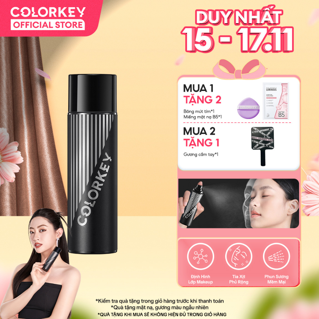 Xịt Khóa Đen COLORKEY Tia Sương Mềm Mại Giúp Khóa Chặt Lớp Trang Điểm Phù Hợp Mọi Loại Da100ml