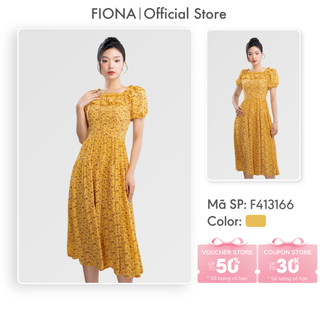 Đầm maxi hoa nhí FIONA dáng xòe cổ chun váy trễ vai nhún bèo 3 tầng trẻ trung phù hợp mặc đi biển đi chơi F413166