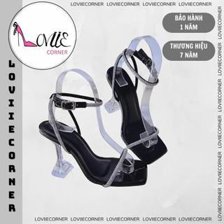 LOVIIECORNER - SANDAL QUAI MẢNH ĐÍNH ĐÁ - GIÀY CAO GÓT NỮ 9 -10 CM DÂY MẢNH GÓT ĐẾ VUÔNG G210311