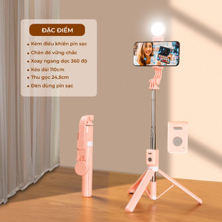 Gậy Chụp Ảnh 3 Chân B11S Thế Hệ Mới Có Đèn Led Trợ Sáng Nút Bluetooth Điều Khiển Từ Xa Xoay 360 Độ DC03 F1 STORE