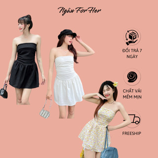 NIKO DRESS- Đầm Ống Xếp Ly Ngực Ngắn, Đầm Quây Hoa Ngắn Ngâu for her