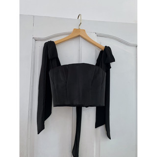 LAUREN CROPTOP - Áo lụa đan dây