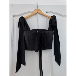 LAUREN CROPTOP - Áo lụa đan dây