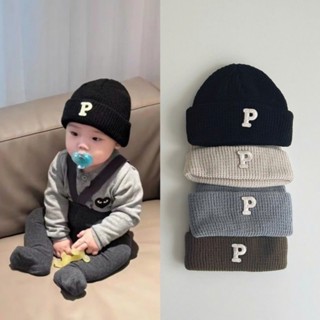  Mũ len cho bé sơ sinh 0-3 tuổi in chữ P nổi bật Nón len ấm áp mềm mịn xinh xắn giữ ấm 