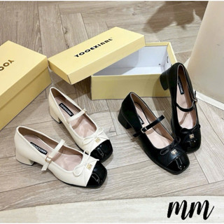 Giày Miu Nơ Nhỏ Tag Chữ Mũi Bóng Gót Vuông 5cm Fullbox Cao Cấp - CERIHOUSE