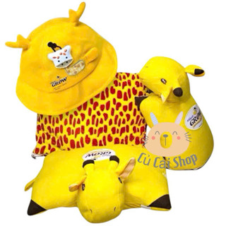 Gối đi xe máy cho bé đầu hươu và combo gối mũ grow