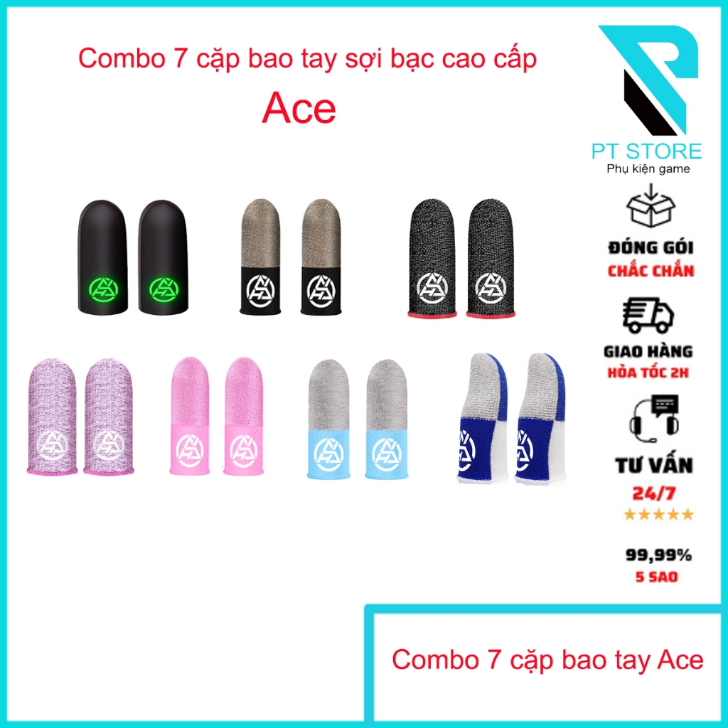 Combo 7 cặp bao tay chơi game sợi bạc cao cấp Ace