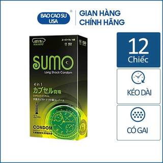  Bao cao su mỏng có gai Sumo 4 in 1 kéo dài thời gian hương chuối 