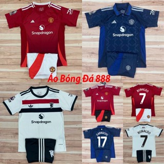 Bộ Quần Áo Bóng Đá Trẻ Em CLB Manchester United 24/25 - Chuẩn Mẫu Thi Đấu - Vải Polyester Gai Thái
