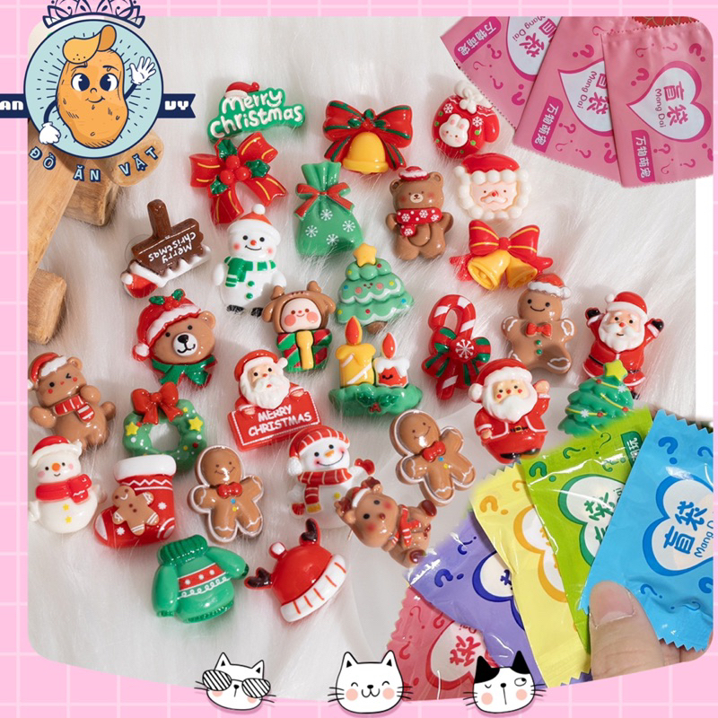 (Đóng sẵn túi)SÉT 50 TÚI MÙ PHIÊN BẢN NOEL, SET QUÀ BẤT NGỜ, CHARM MÙA GIÁNG SINH,Túi mù tự xé,túi m