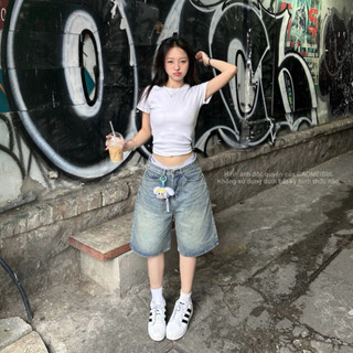 CAOMEIBBI - QUẦN SHORT JEANS LỬNG DÀI UNISEX - BAGGY JORTS.
