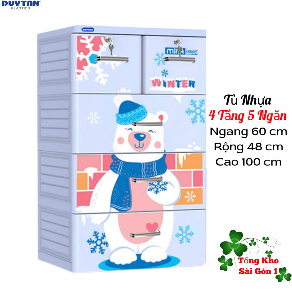 {Hoả Tốc} 🌱 Tủ Nhựa Duy Tân 4 Tầng-5 Ngăn - Dương Gấu GẤU TUYẾT 🌱