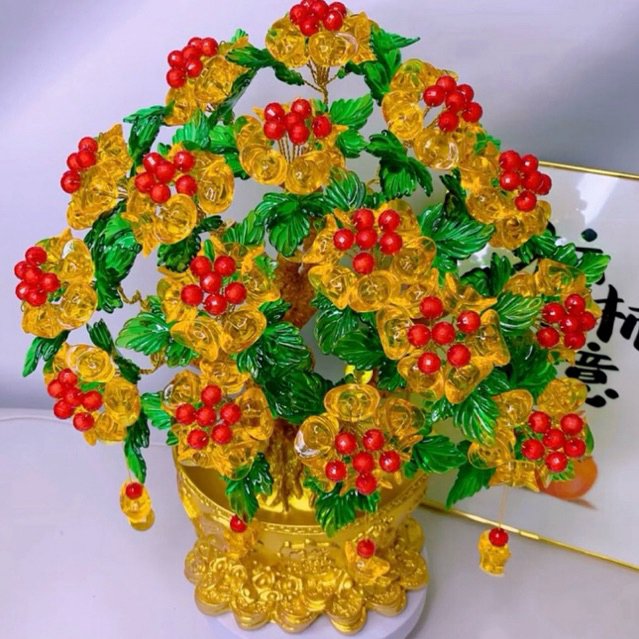 Set vật liệu tự làm cây kim tiền + thỏi vàng mang tài lộc đến, đồ trang trí phong thuỷ đẹp S0112