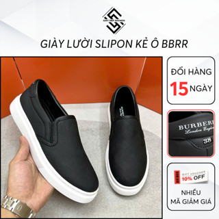 Giày Lười Nam Slipon BBRR In Sần Chống Nhăn, Giày Slipon Nam Da Microfiber Full Box (SLBR)