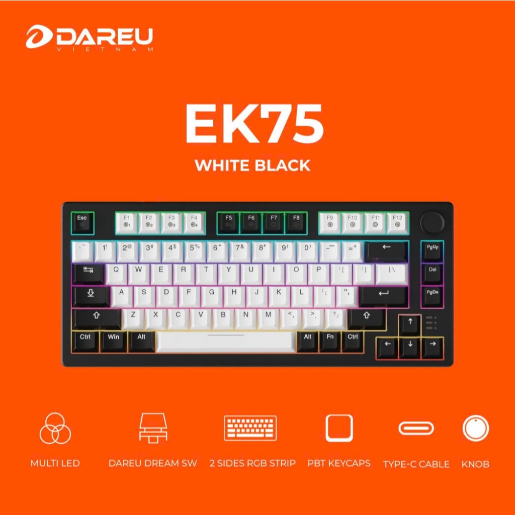 Bàn phím cơ DAREU EK75 Pro (2 sides RGB strip, DareU DREAM sw, Type-C) | BigBuy360 - bigbuy360.vn
