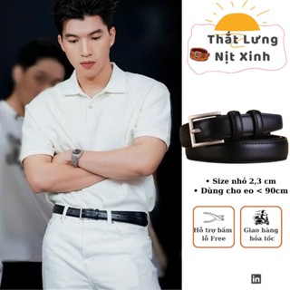 Thắt lưng nam nữ Hiếu T2 bản NHỎ 2,3cm dây nịt mặt kim bạc đơn giản sang trọng đai váy  unisex chất liệu da PU cao cấp