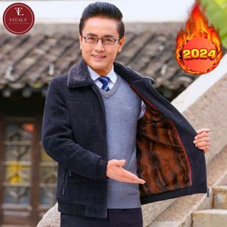 Áo Khoác Nam Trung Niên Dạ Lót Lông Cho Ông Và Bố, Chất Liệu Dạ Cao Cấp, Dày Dặn Ấm Áp PL07
