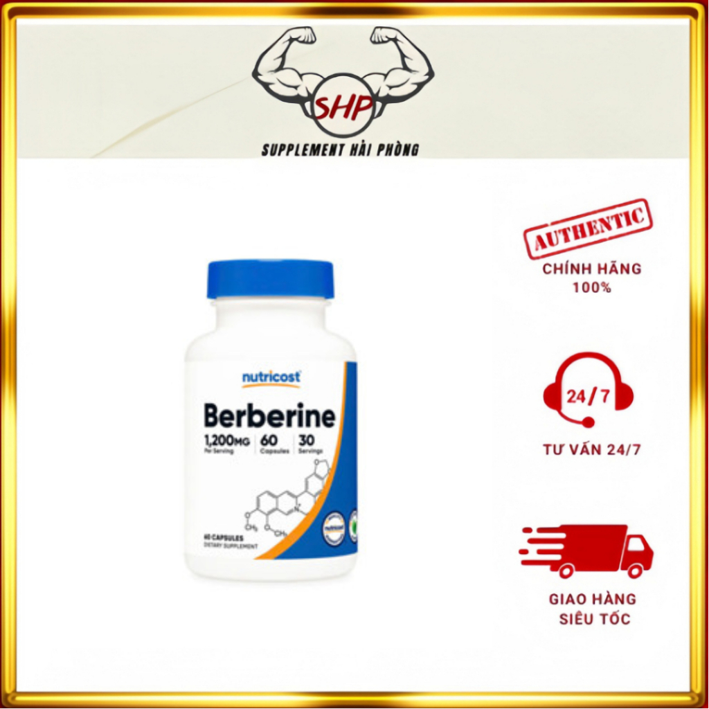 Nutricost Berberine 1200mg (60 viên) - Hỗ Trợ Đường Ruột, Dạ Dày, Giảm Rối Loạn Tiêu Hoá tại Supplem