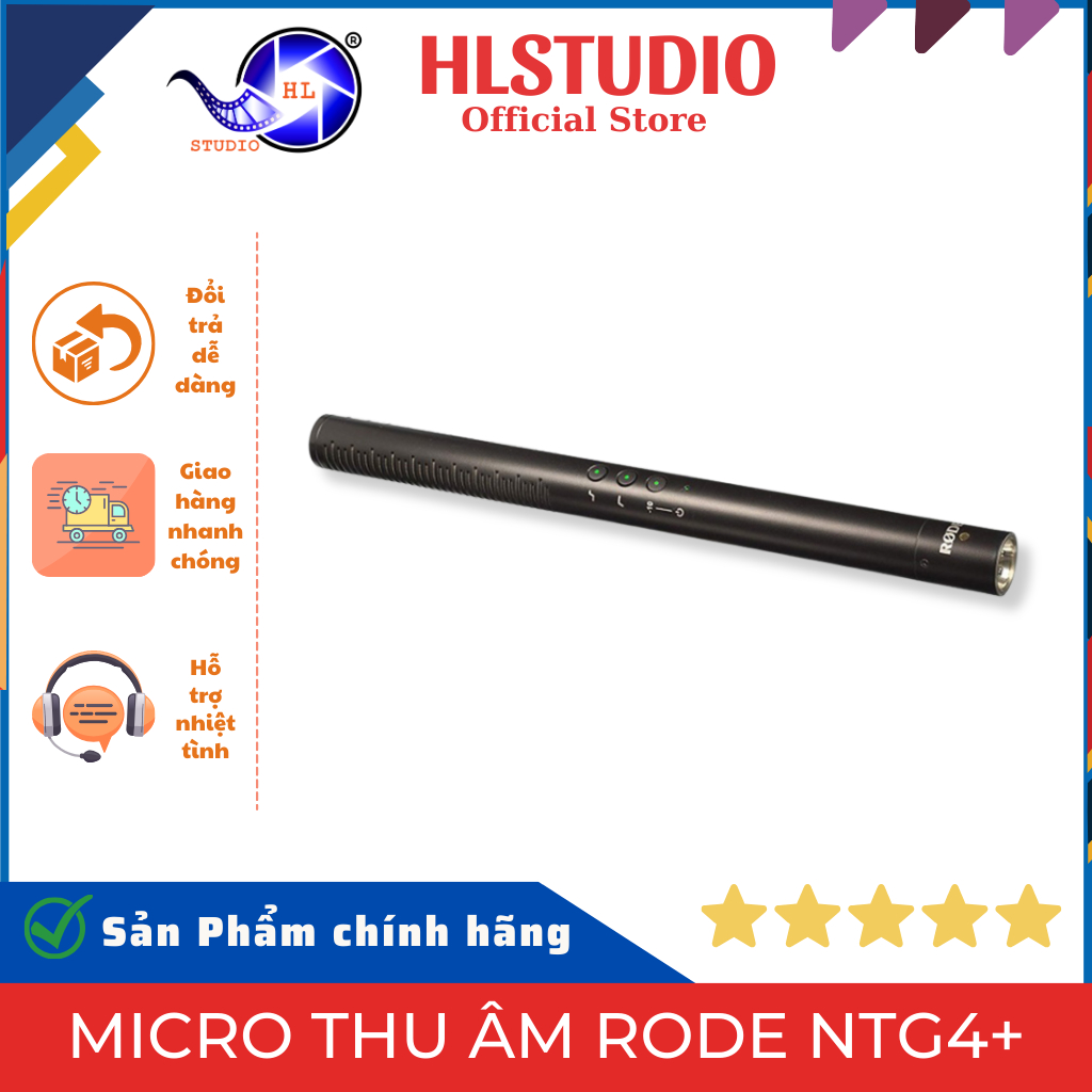Micro Thu Âm Rode NTG4+ HL Studio – Chất Lượng Âm Thanh Cao, Độ Nhạy Tốt, Tích Hợp Pin Sạc USB