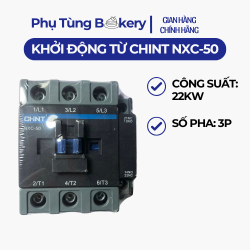 Khởi Động Từ Lò Nướng Chint NXC-50 50A 22kW 1NO+1NC Coil 220V New 100%