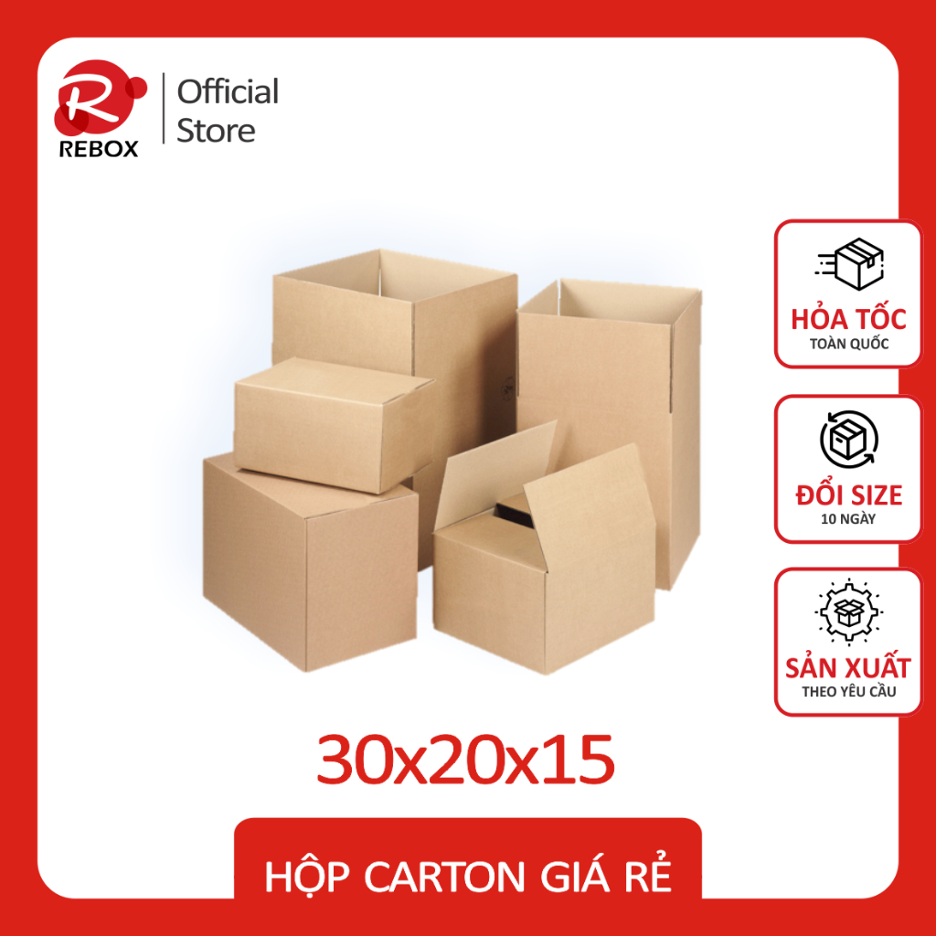 RMHL1 - Hộp 30x20x15 cm - Combo 20 thùng carton cứng giá xưởng