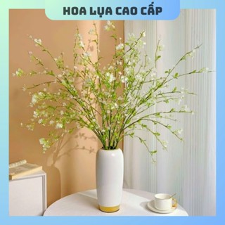 Cành Hoa tuyết mai siêu xinh nhiều lá, nhiều hoa, chiều cao 120cm dùng để trang trí, cắm bình cực đẹp