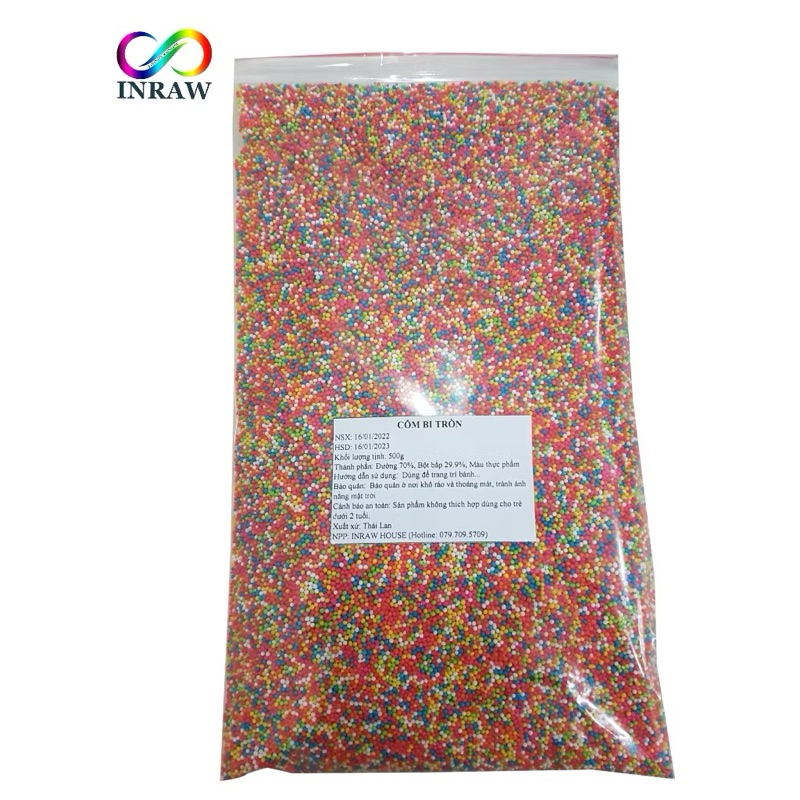 Túi 500gr kẹo Bi 2mm tranh trí bánh