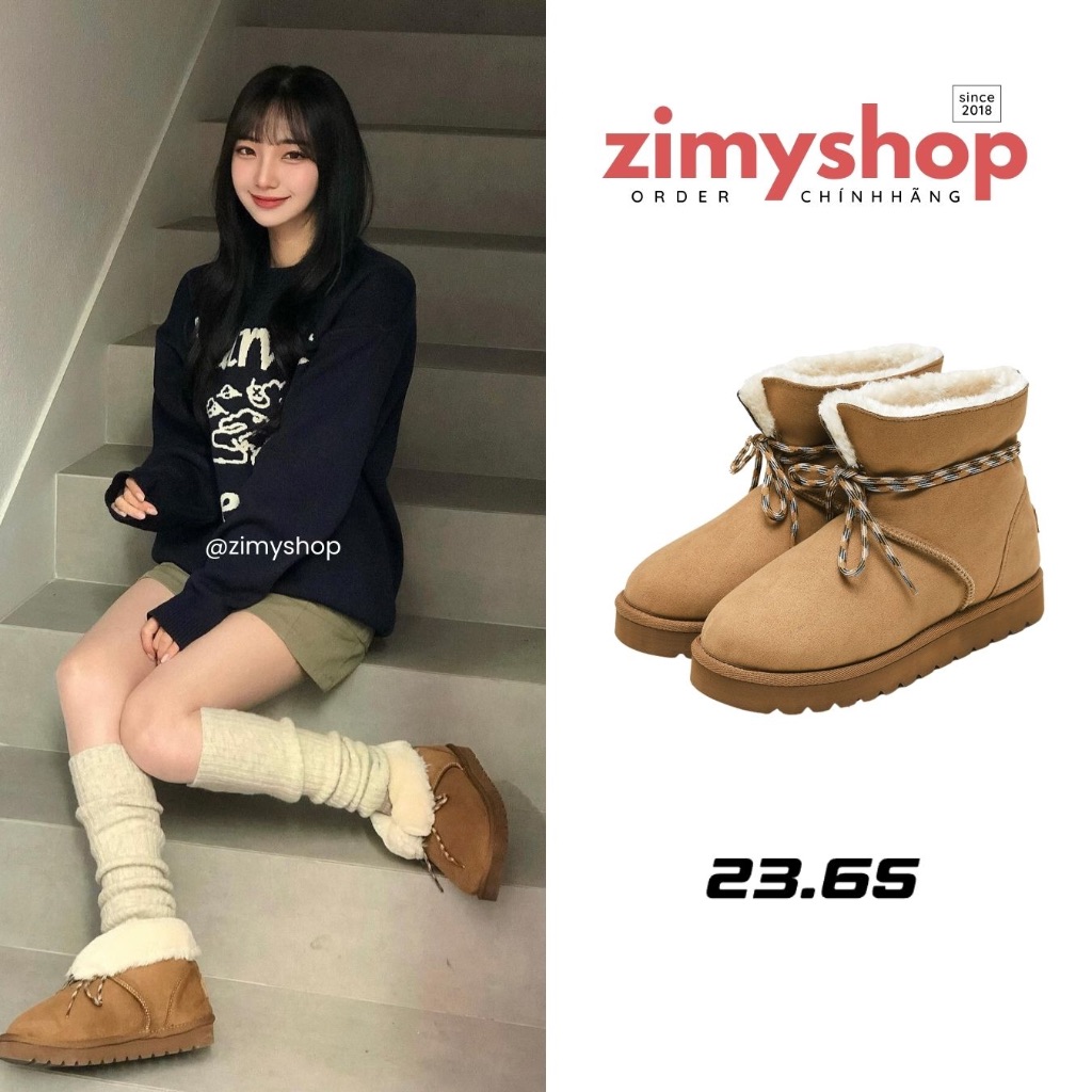 CHÍNH HÃNG GIÀY BOOTS LÓT BÔNG POLKA CLASSIC 23.65 HÀN QUỐC