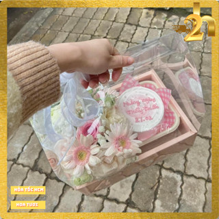 Set giỏ quà tặng Hoa tươi hỏa tốc HCM và Bánh kem sinh nhật flowers to go