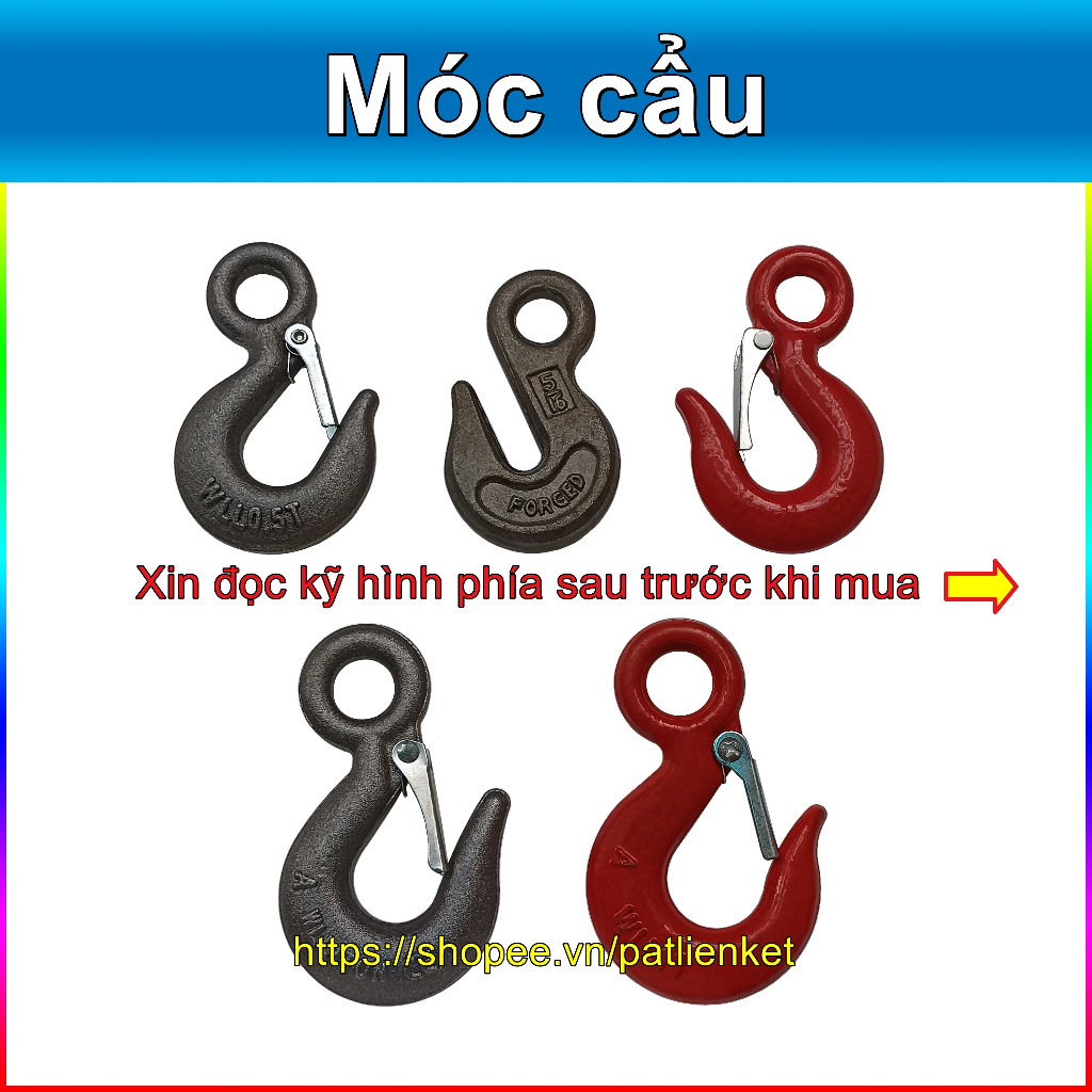 Móc cẩu - móc cẩu cáp (móc treo, có khóa và không khóa)