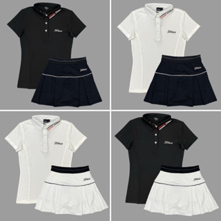 Bộ Váy Thể Thao Nữ Tileist 02 Kèm Áo Cổ Trụ Vải Thun Xịn Đẹp Logo Thêu Chơi Cầu Lông, Tennis, Pickleball - BVTL04