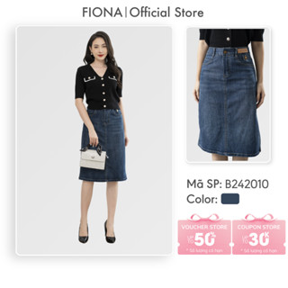 Chân váy bò nữ FIONA dáng ôm chân váy bò dài qua gối xẻ sườn B242010